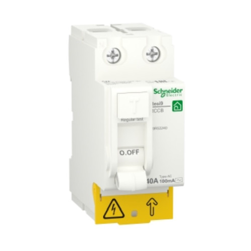  Диференційний вимикач навантаження ПЗВ (пристрій захистного відключення) Schneider Electric RESI9 40A, 100 мA, 2P, тип АС (R9R52240)