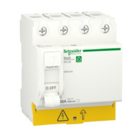  Диференційний вимикач навантаження ПЗВ (пристрій захистного відключення) Schneider Electric RESI9 40A, 100мA, 4P, тип АС (R9R52440)
